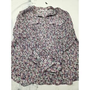 Liz Claiborne Petite Pxl See Through Pocket Floral Shirt